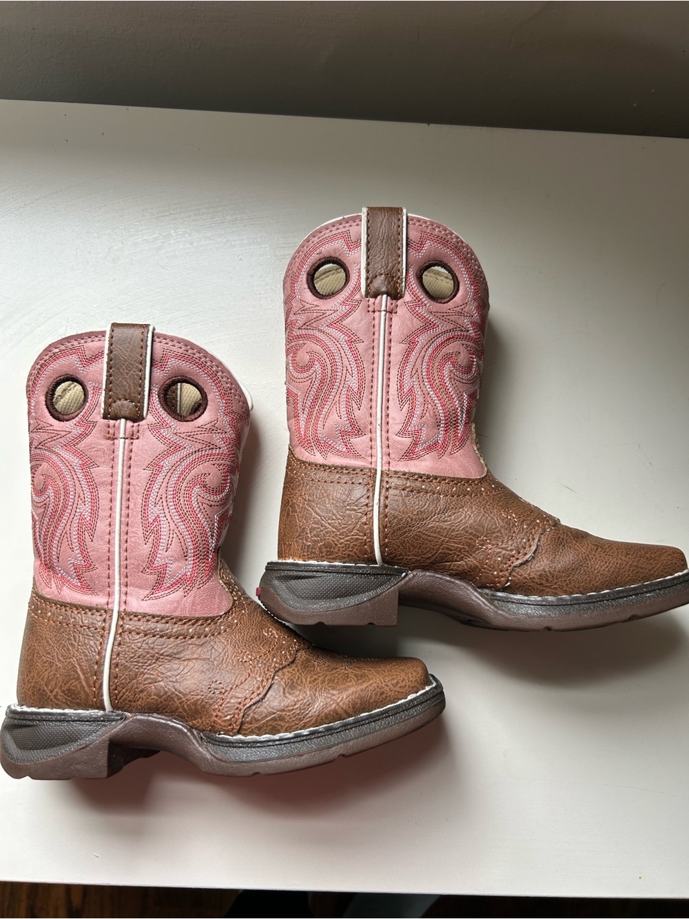 Durango Kids Brown & Pink Western Pull-On Boots